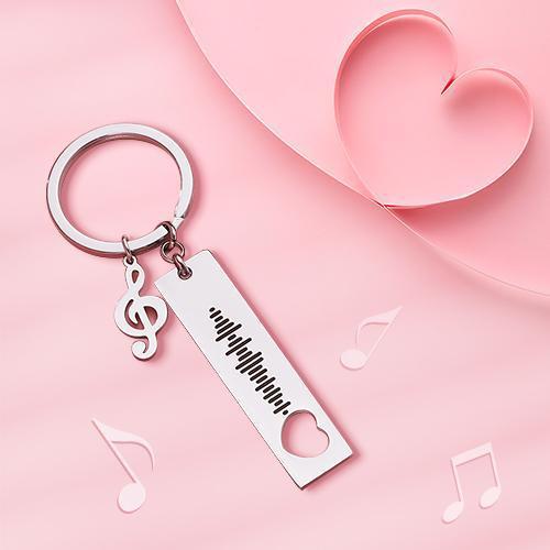 Custom Music Code Scannable Music Keychain with Note Black - soufeeluk