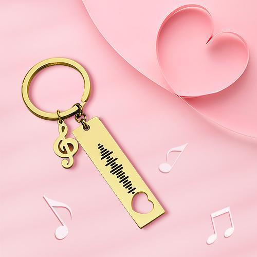 Custom Music Code Scannable Music Keychain with Note Black - soufeeluk