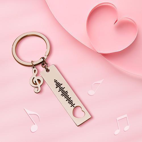 Custom Music Code Scannable Music Keychain with Note Black - soufeeluk