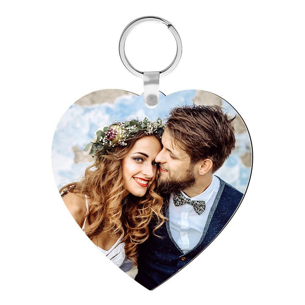 Custom Photo Engraved Keychain Heart Shaped Personalised Calendar Keyring Gift For Lover - soufeeluk