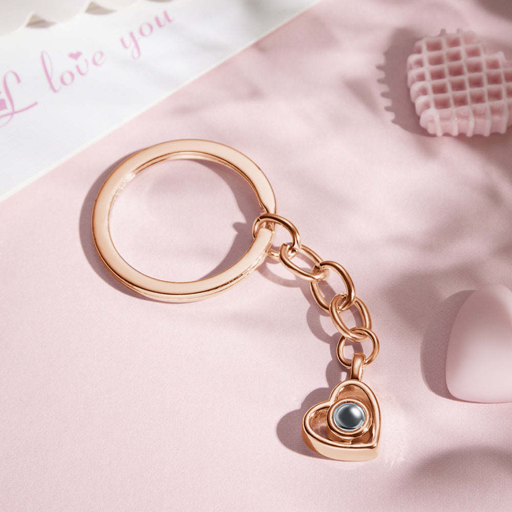 Custom Heart-shaped Hollow Photo Projection Keychain Couple Gifts - soufeeluk