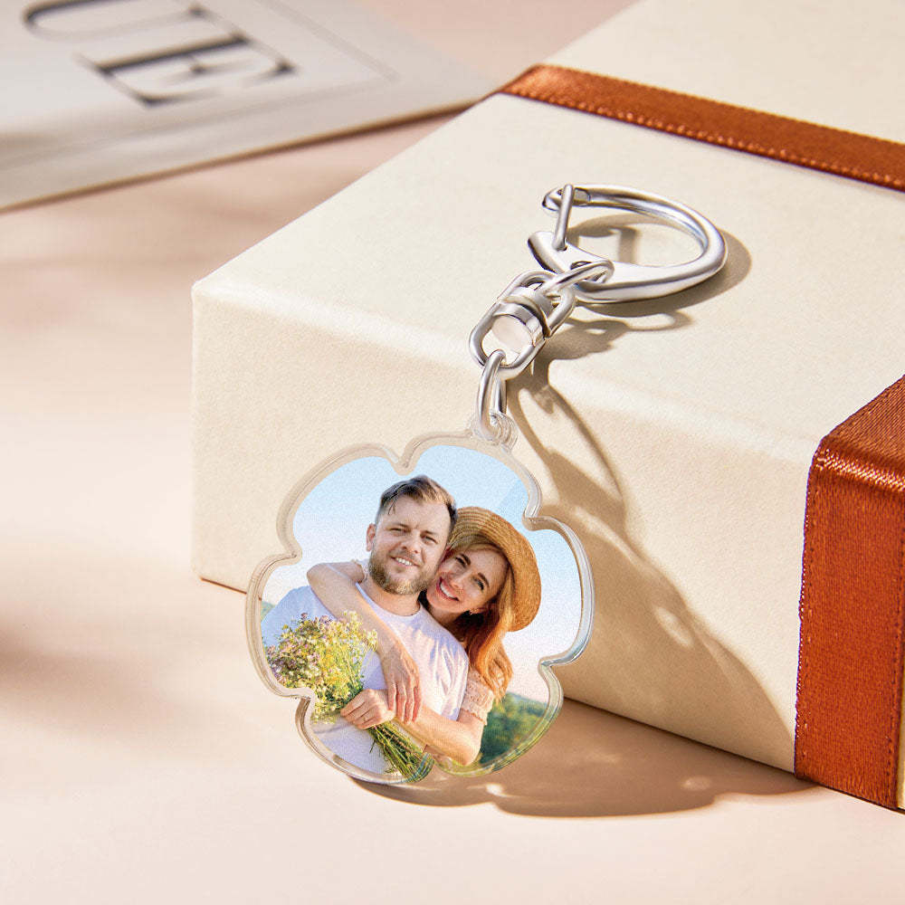 Custom Photo Flower-shaped Keychain Personalised Petal Acrylic Pendant Gifts for Girls - soufeeluk