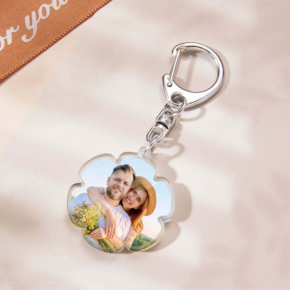 Custom Photo Flower-shaped Keychain Personalised Petal Acrylic Pendant Gifts for Girls - soufeeluk
