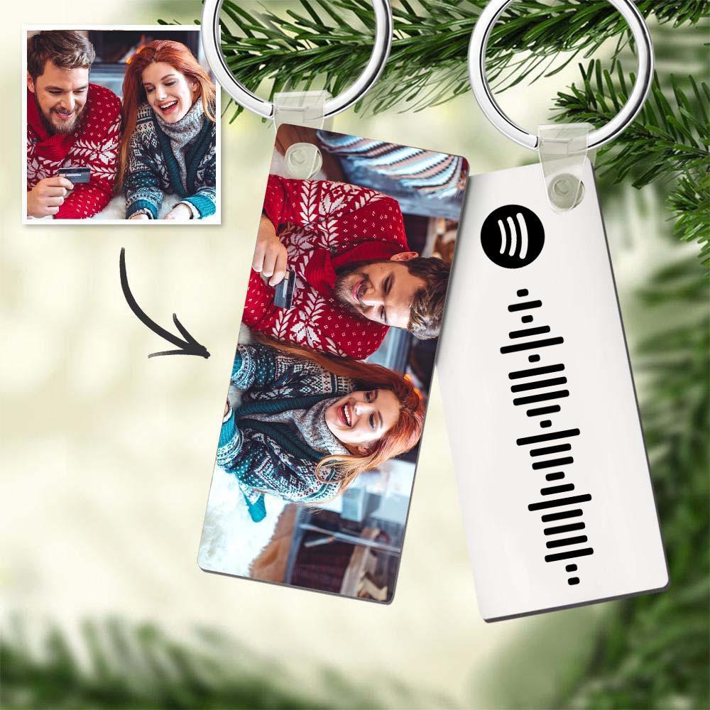 Photo Keychain With Spotify Code Keychain Gifts For Christmas Unique Design - soufeeluk