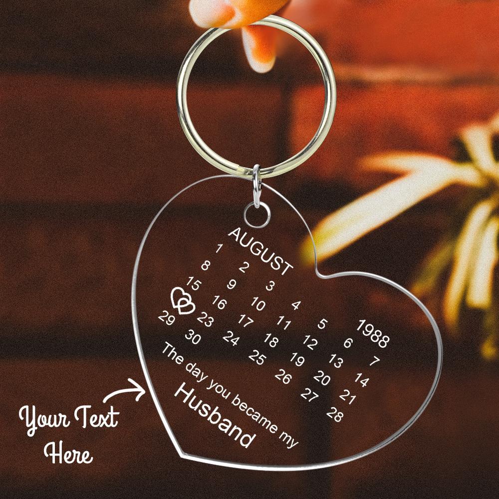 Personalised Calendar Keyring Keychain The Day You Became My Special One Gift Keepsake Engraved Keychain Gifts For Lover - soufeeluk