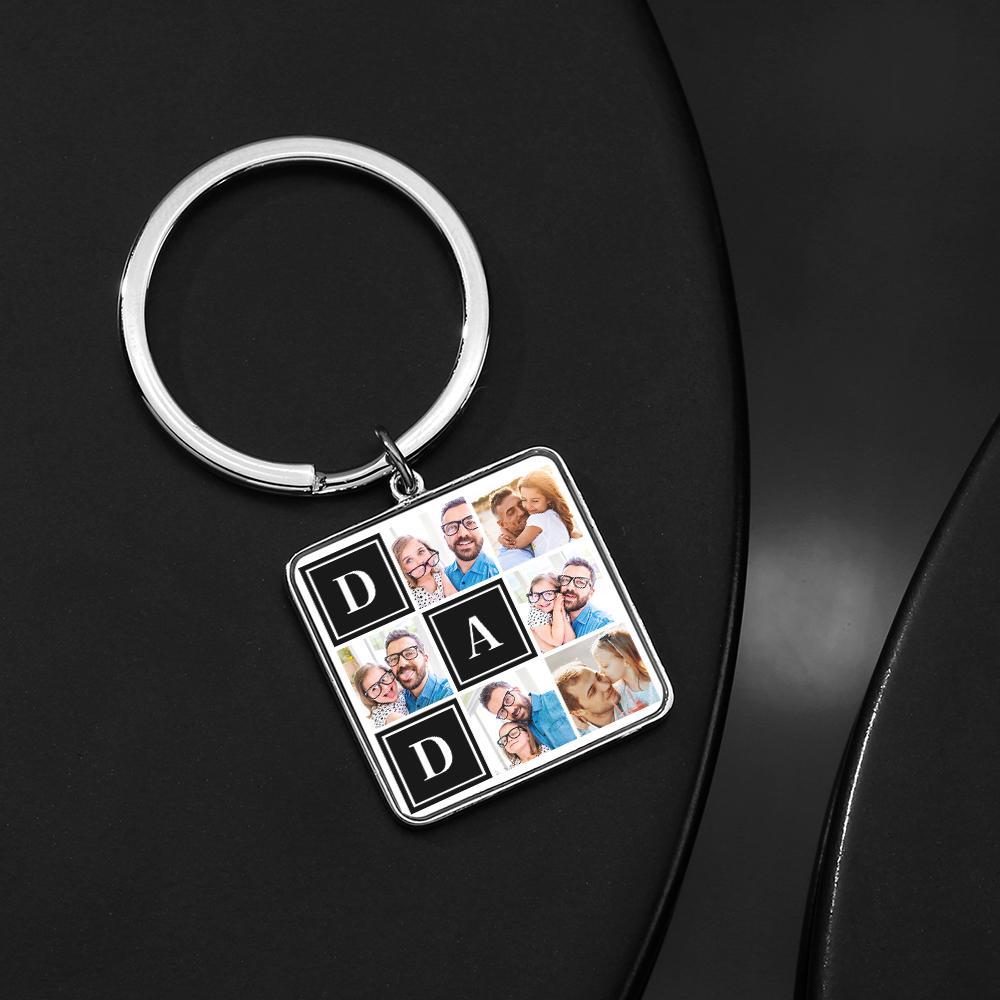 Custom Square Keychain Pass Image Father's Day Gift - soufeeluk