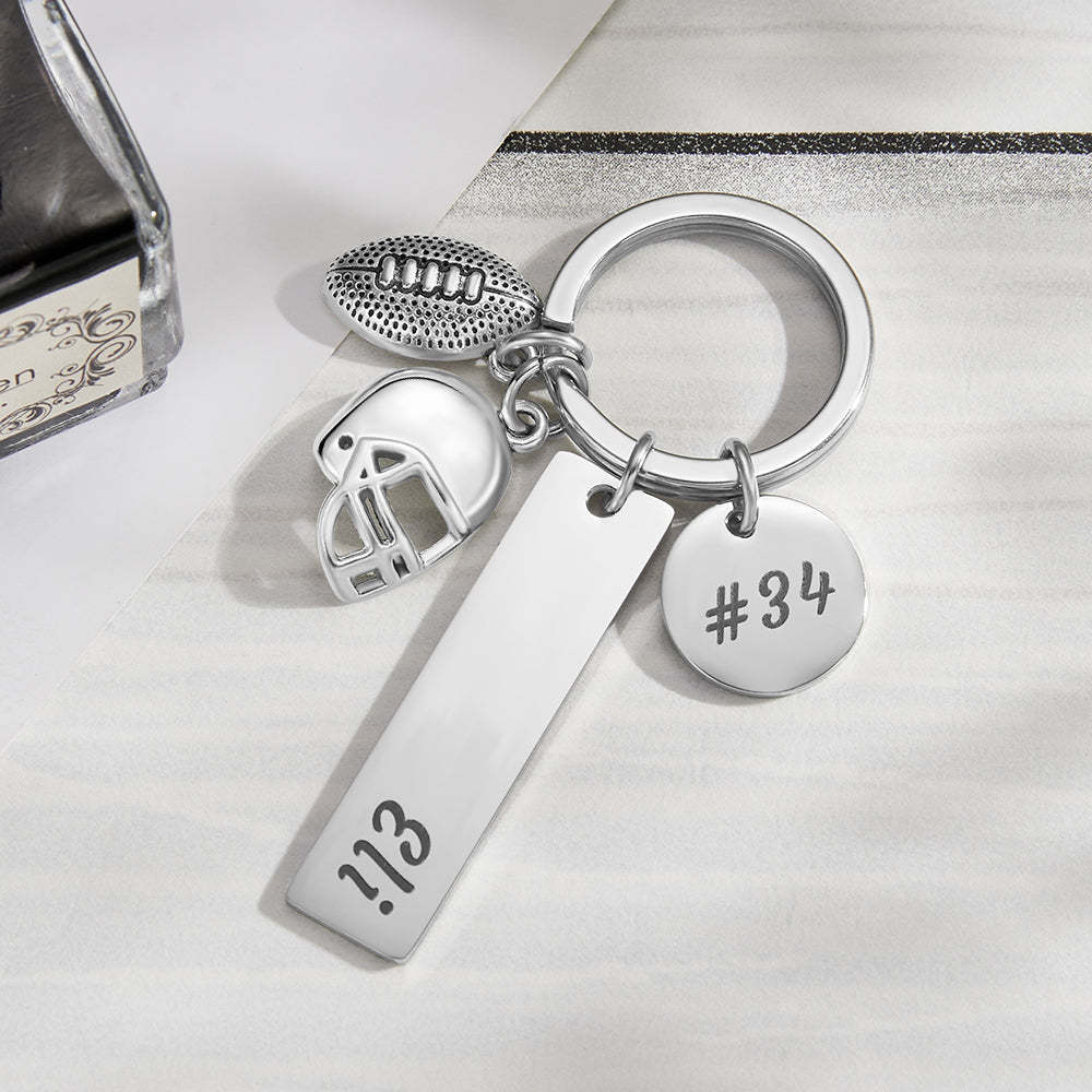 Custom Engraved Keychain Hand Stamped Football Keychain Creative Gift - soufeeluk