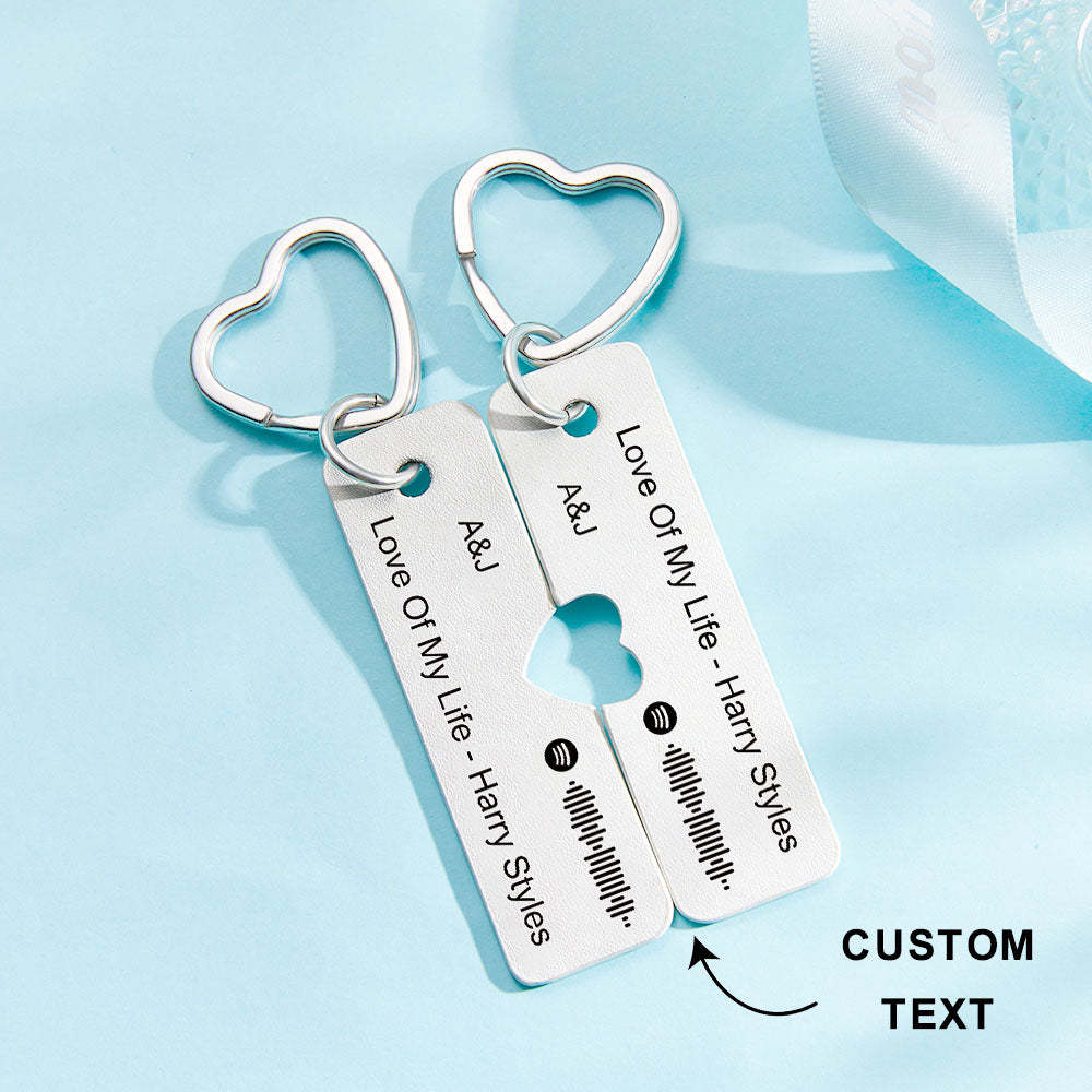 Custom Spotify Code Keychain Personalised Engraved Pair of Leather Keychain Gift for Her - soufeeluk
