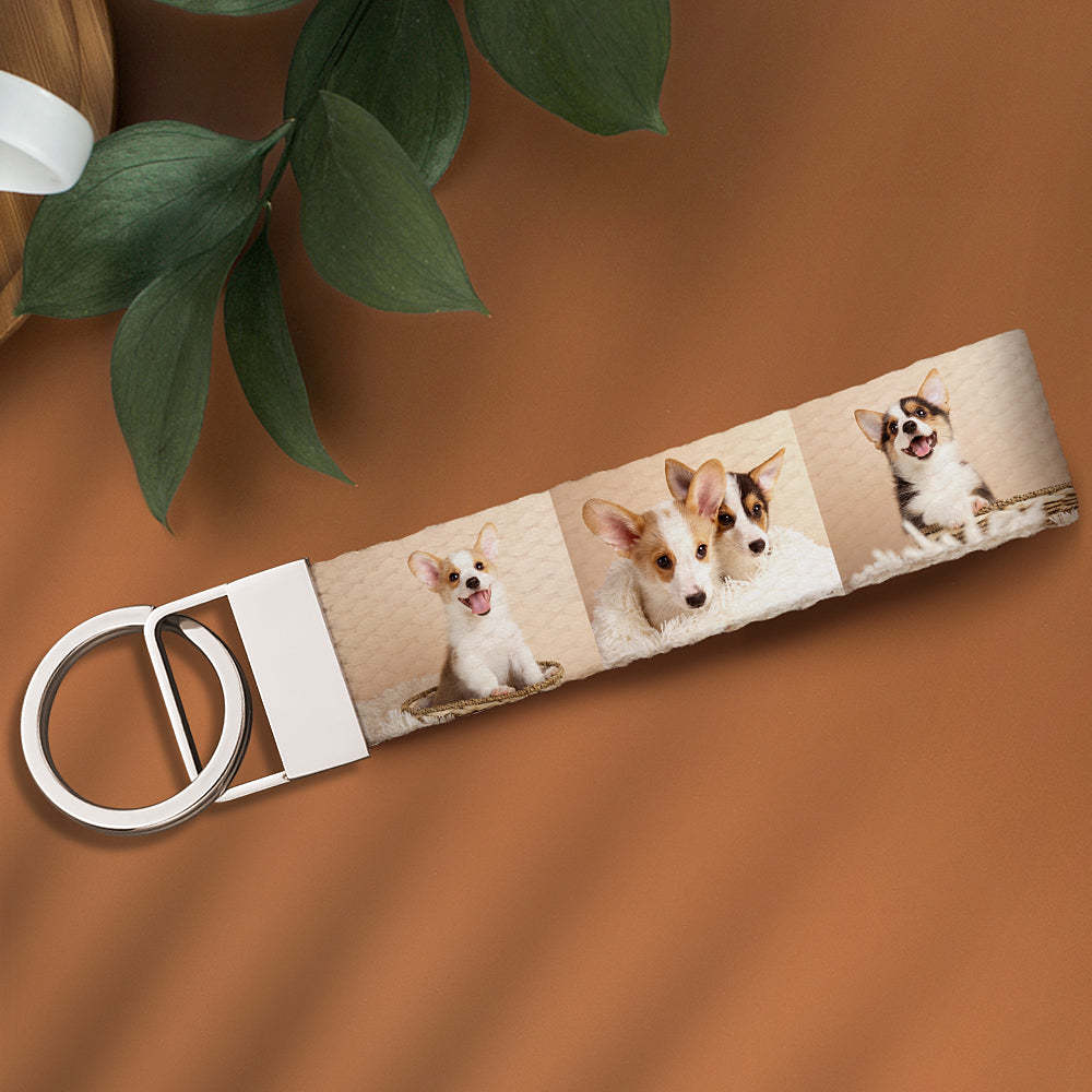 Custom Photo Keychain Wristlet Cute Dog Keychain Unique Gift for Pet Lover - soufeeluk