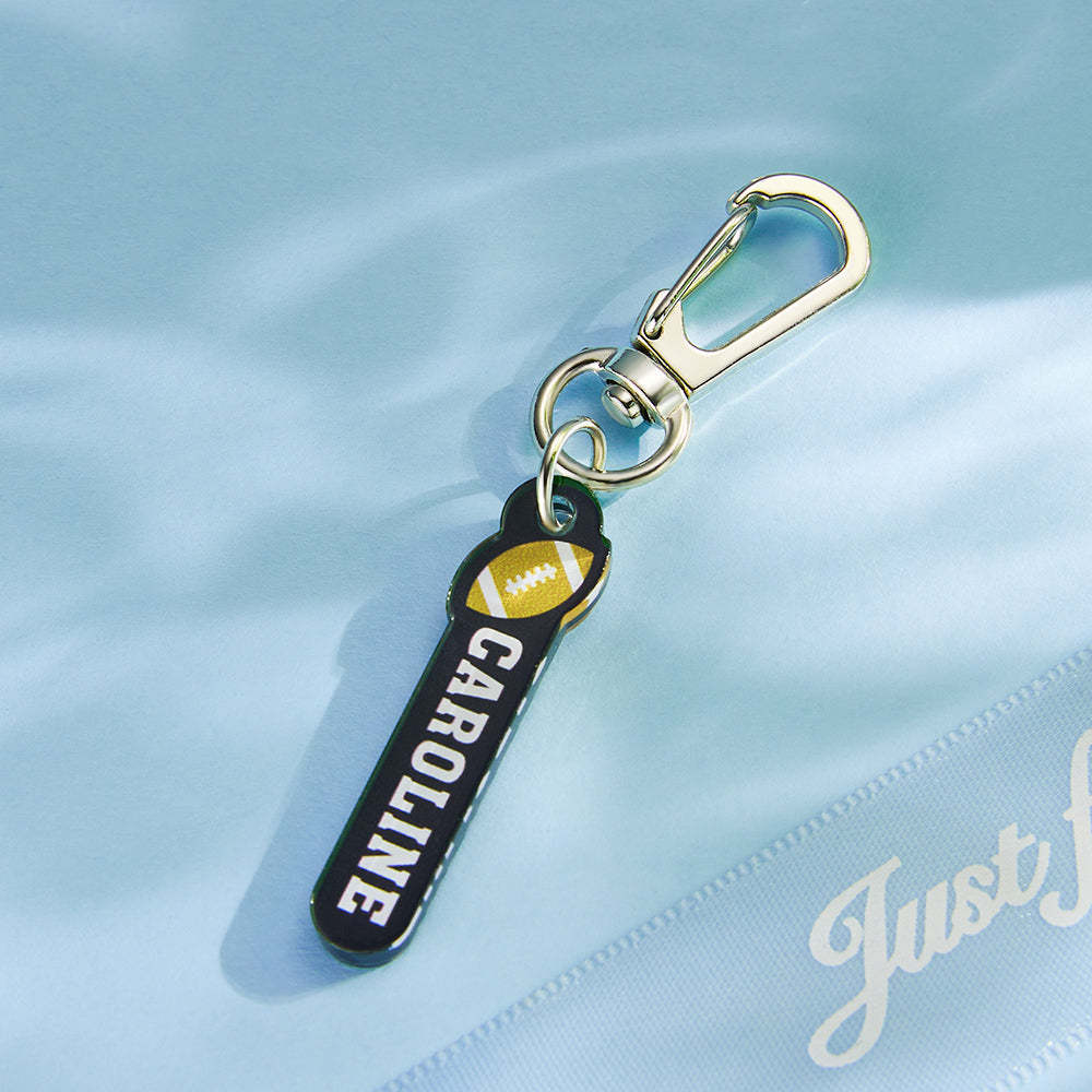 Custom Engraved Keychain American Football Keychain Name Tag Gift for Boys - soufeeluk
