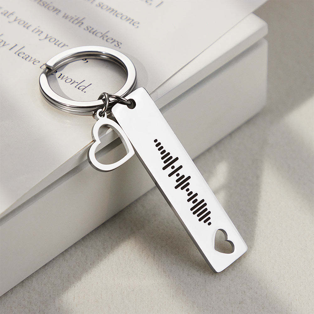 Custom Scannable Music Code Keychain Heart-shaped Creative Gifts - soufeeluk