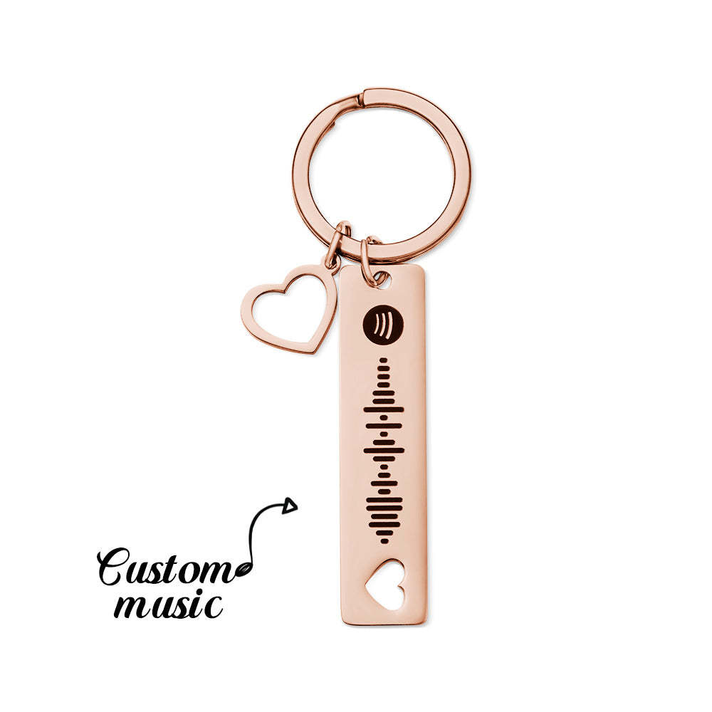 Customized Scannable Spotify Code Plaque Keychain Music and Photo, Song Keychain,Engraved Keychain Anniversary Gifts For Lovers - soufeeluk