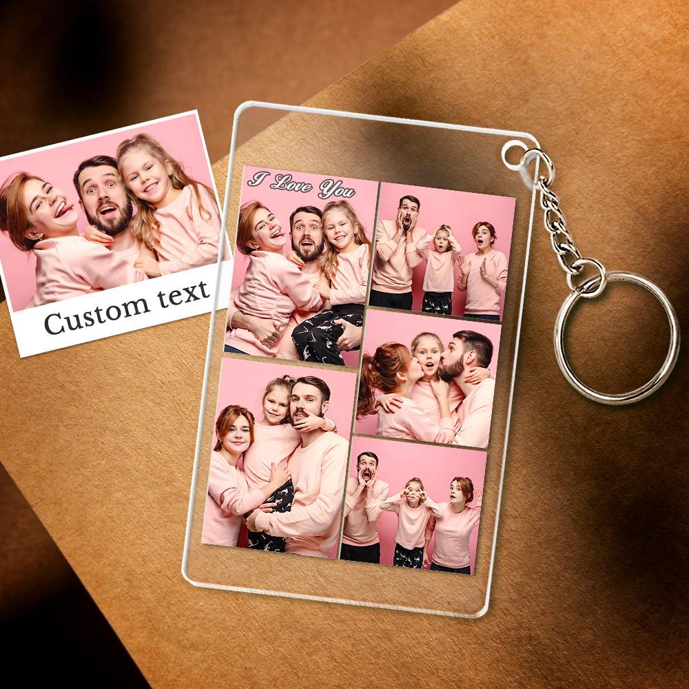 Custom Multi Photo Acrylic Keychain Personalised Collage Photo Key Ring for Lover - soufeeluk