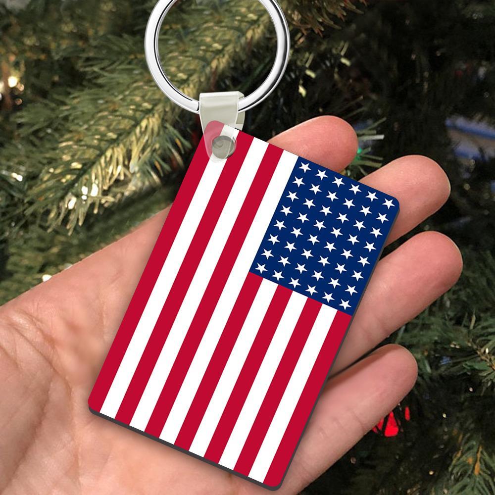 Personalised Stainless Steel Keychain Chain USA American Flag Keyring for Womens Mens - soufeeluk