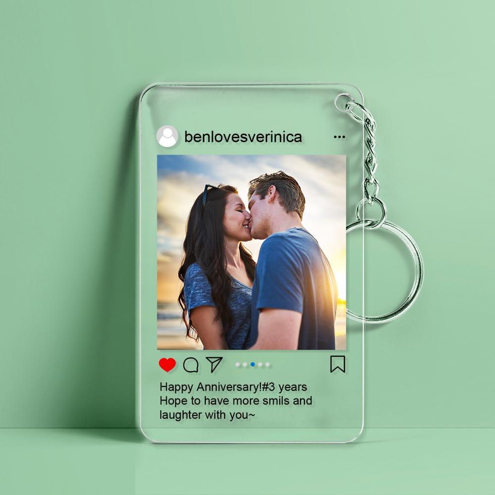 Customized Photo Keychain Personalised Instagram Photo Key Chain Gift for Couple - soufeeluk