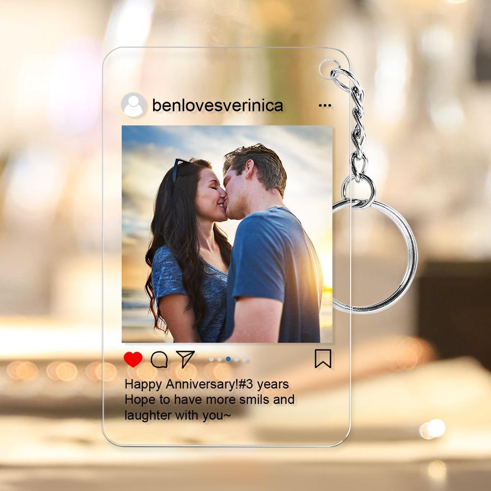Customized Photo Keychain Personalised Instagram Photo Key Chain Gift for Couple - soufeeluk