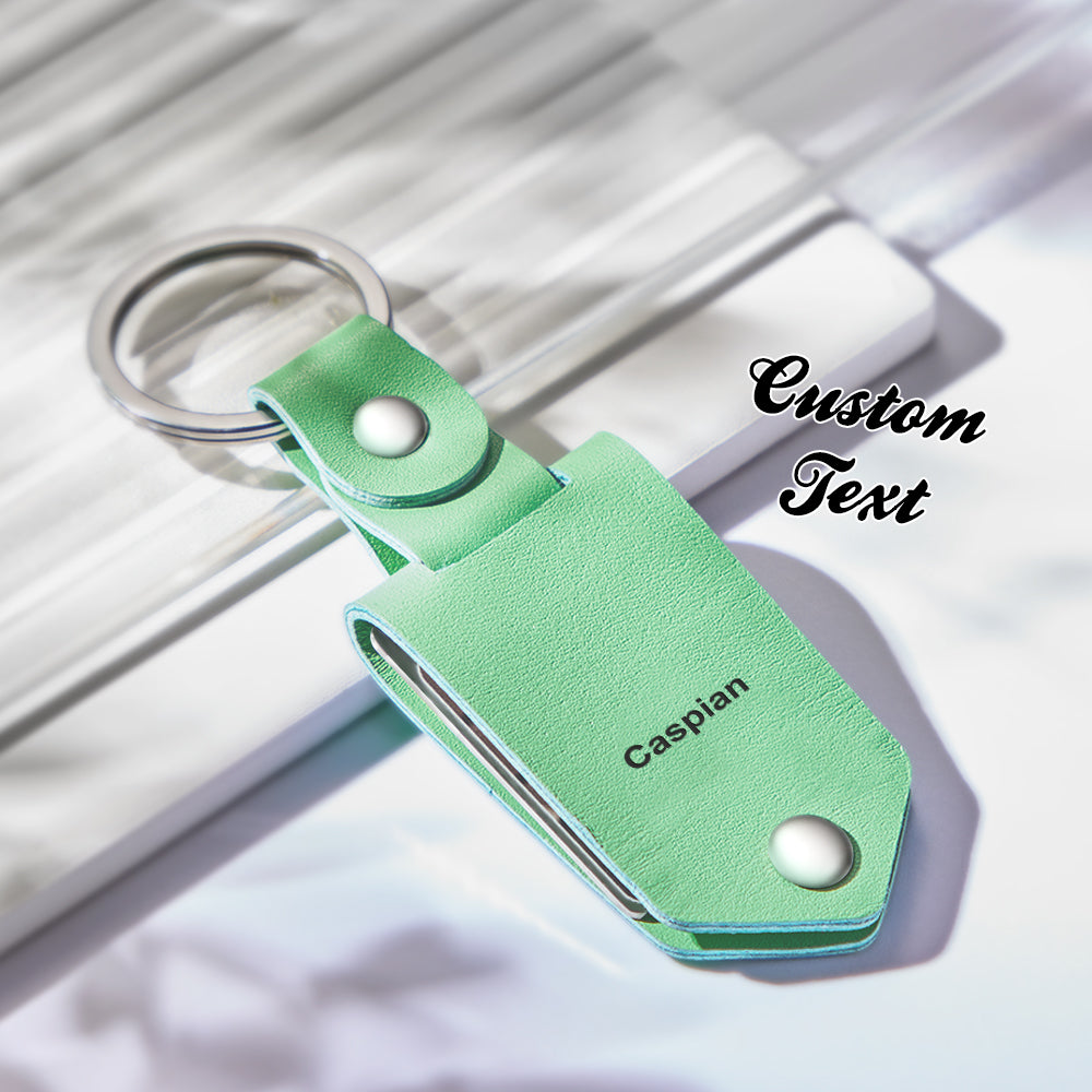 Personalised Leather Photo Keychain Custom Engraved Text Commemorative Keychain Anniversary Gifts - soufeeluk