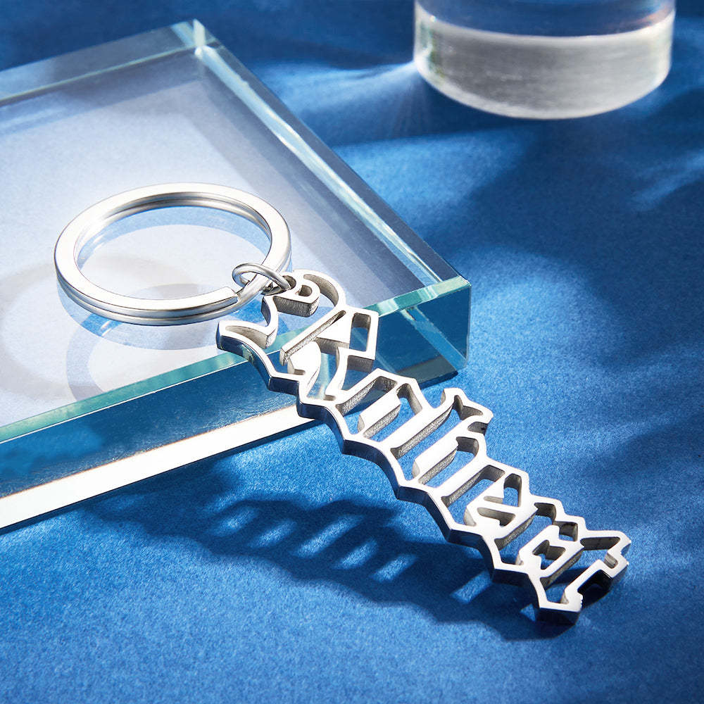 Personalised Name Keychain Custom Letters Stainless Steel Keychain Unique Gifts for Him - soufeeluk