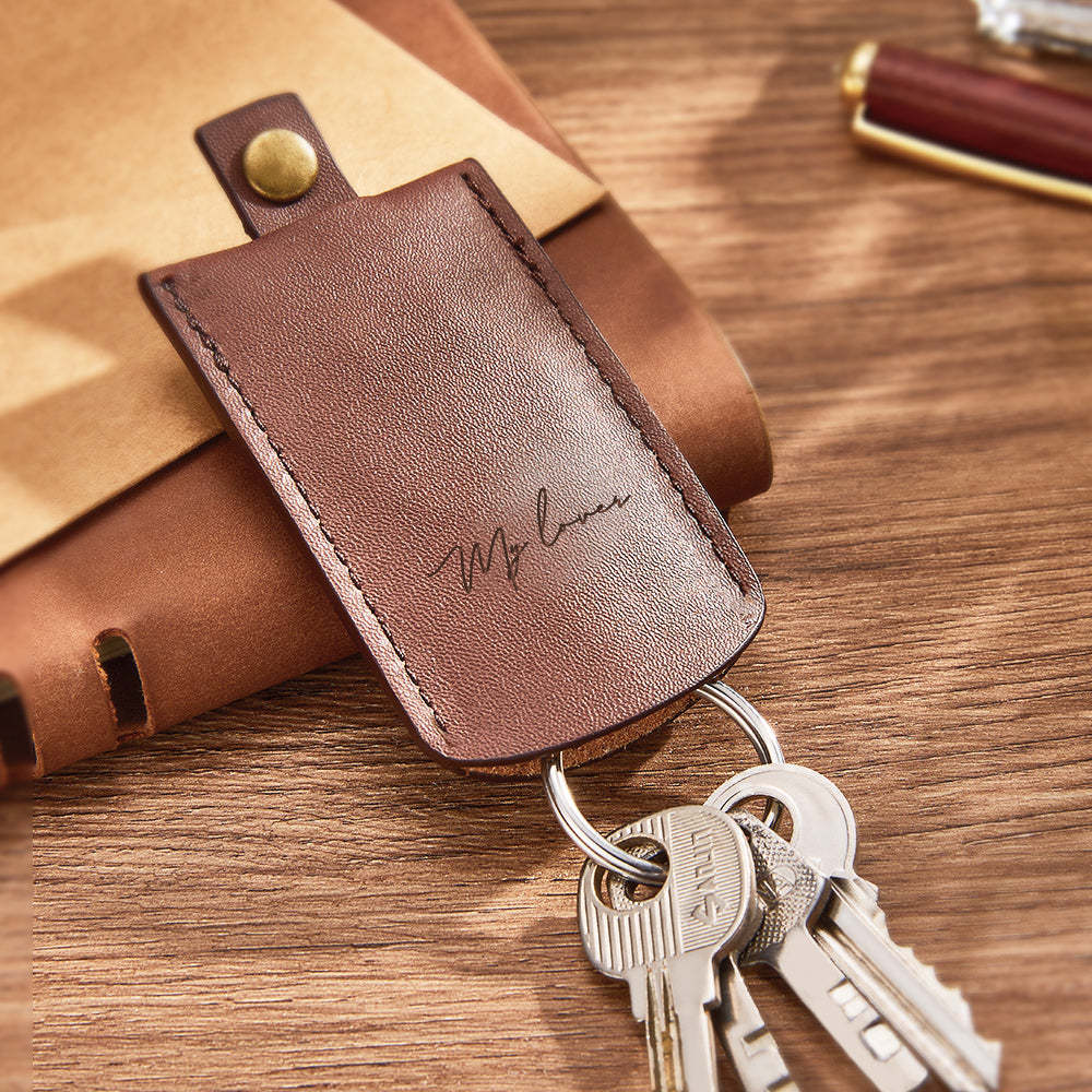 Custom Engraved Keychain Personalised Leather Pulling Key Holder Creative Gift - soufeeluk