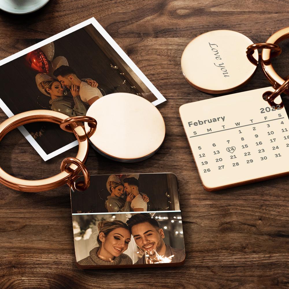 Personalised Custom Photo Engraved Calendar Collage Photo Painting Keyring - soufeeluk