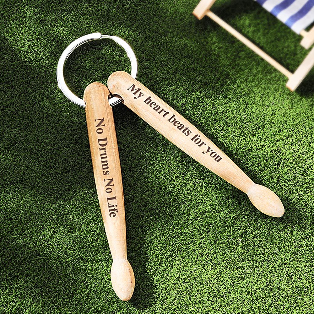 Custom Engraved Keychain Personalised Wooden Drumstick Keychain Creative Gift for Drummers - soufeeluk