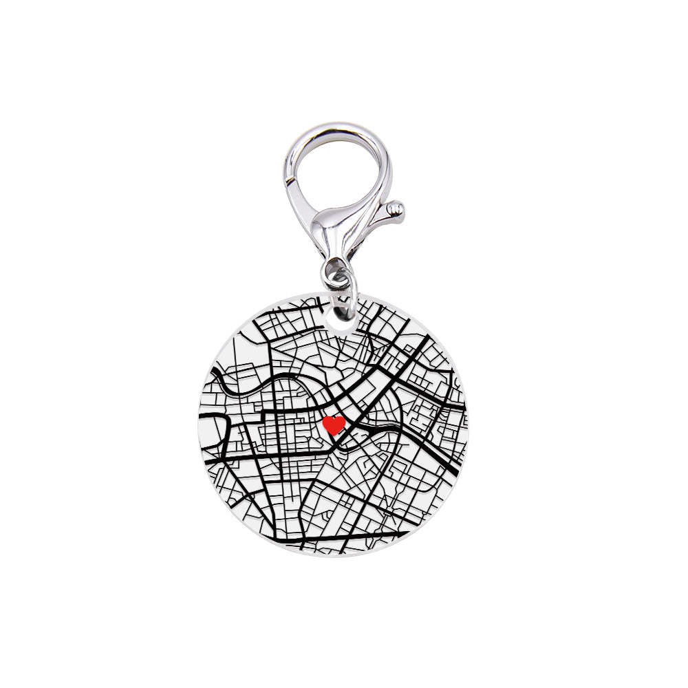 Personalised Map Keychain Custom Engraved Keychain Gifts for Him or Her - soufeeluk