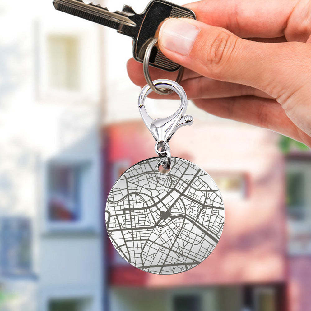 Personalised Map Keychain Custom Engraved Keychain Gifts for Him or Her - soufeeluk
