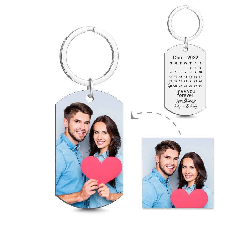 Customized Optional Photo Engraved Calendar Keychain Tag Keychain Perfect Gift For Special Day Best Gifts For Lovers