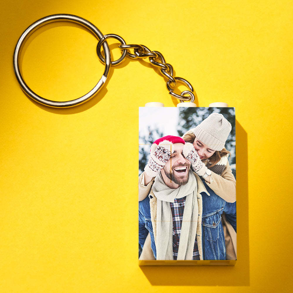 Custom Photo Building Block Vertical Keychain Bricks Puzzle Keyring - soufeeluk