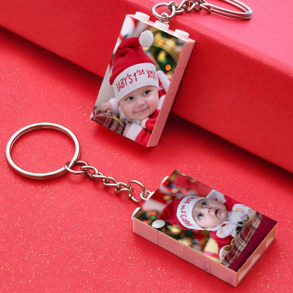 Custom Photo Building Block Vertical Keychain Bricks Puzzle Keyring - soufeeluk