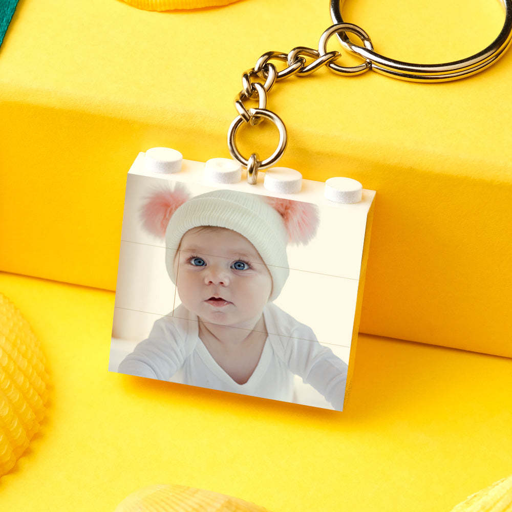 Custom Photo Building Block Keyring Bricks Puzzle Keychain Square Shape - soufeeluk