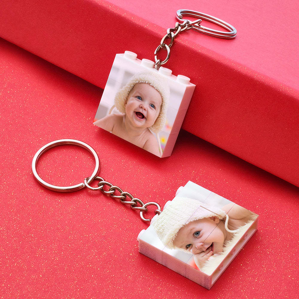 Custom Photo Building Block Keyring Bricks Puzzle Keychain Square Shape - soufeeluk