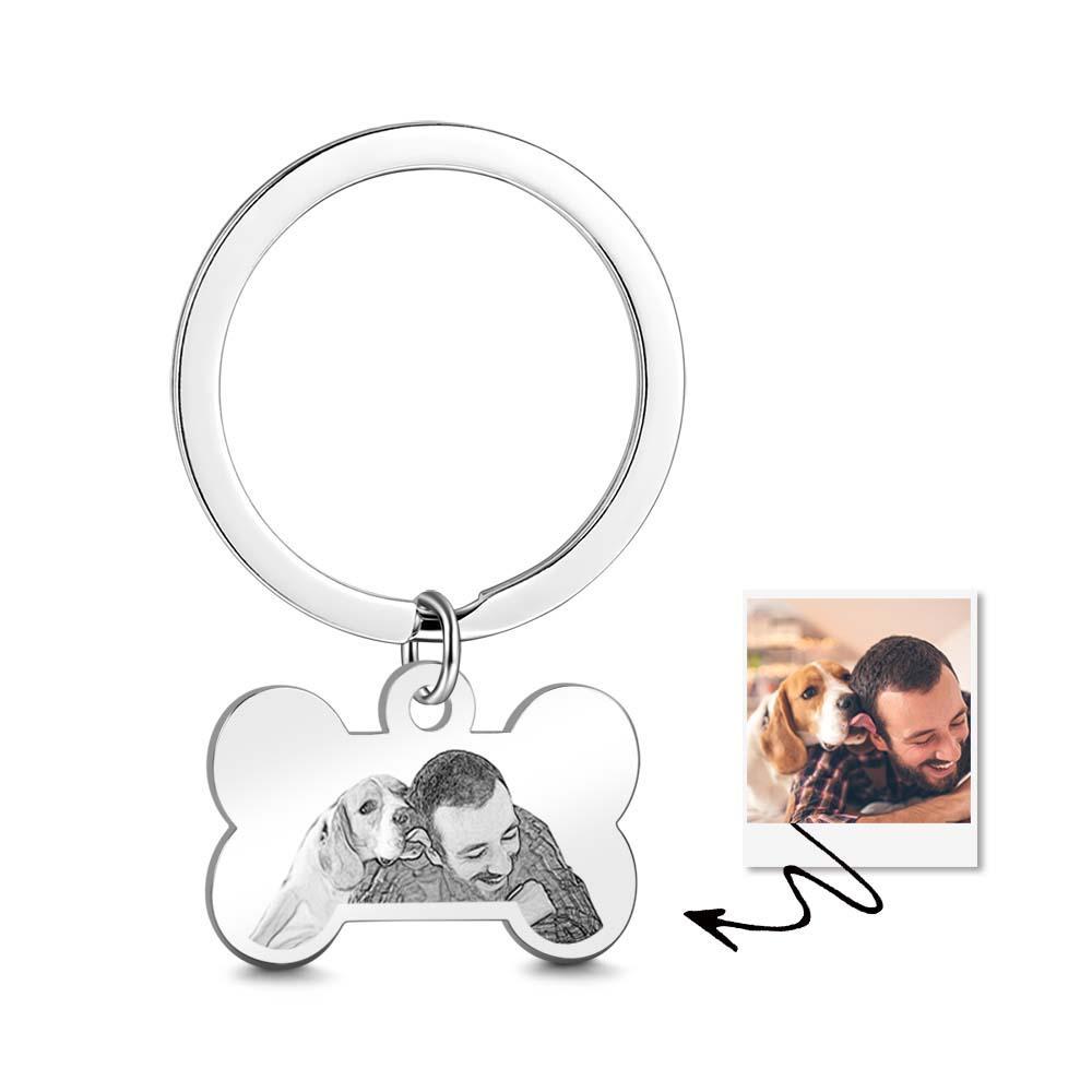 Custom Photo Keychain Bone Shaped Printing Keychain Gift For Pet Lover - soufeeluk