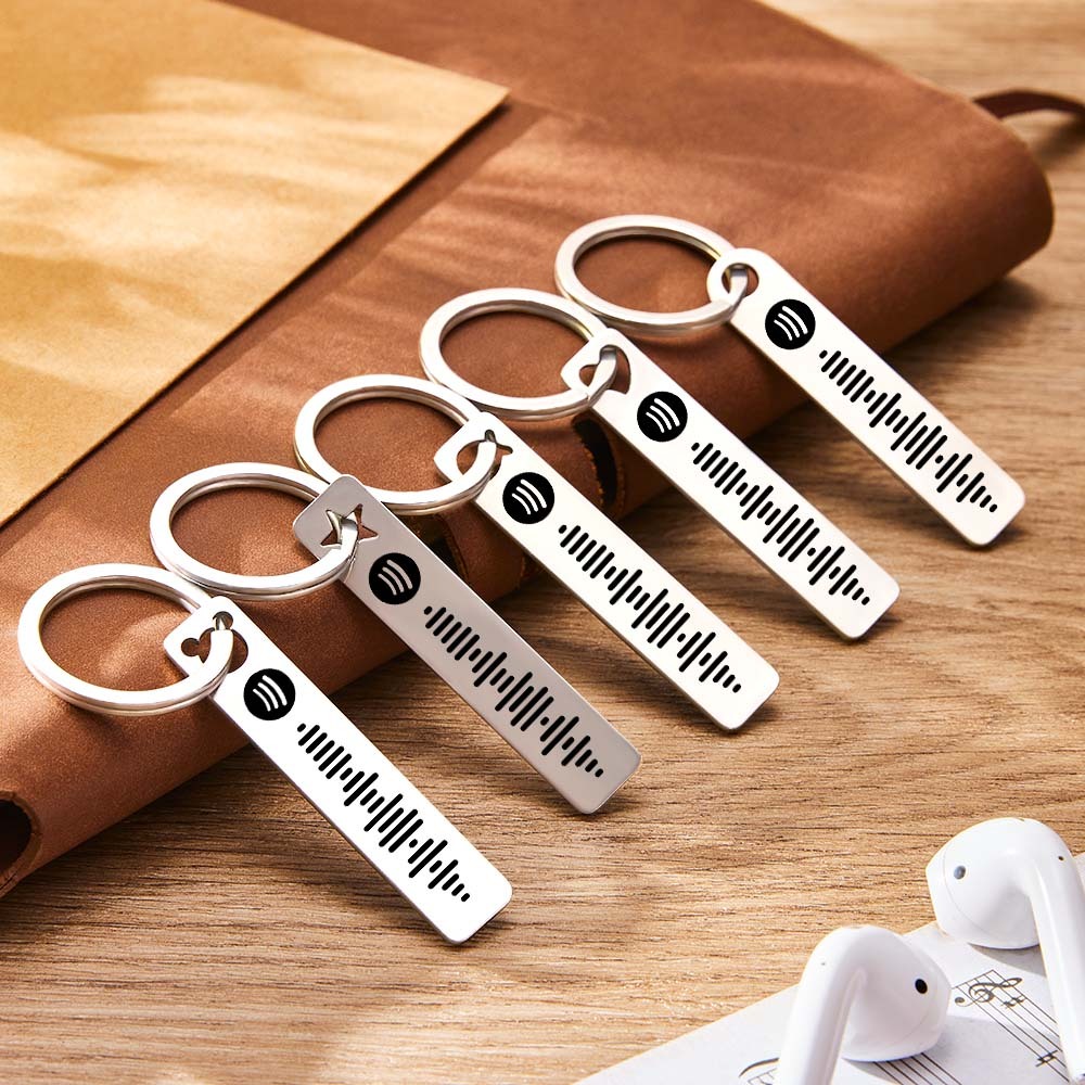 Personalised Music Scannable Code Keyring Custom Spotify Keychain - soufeeluk