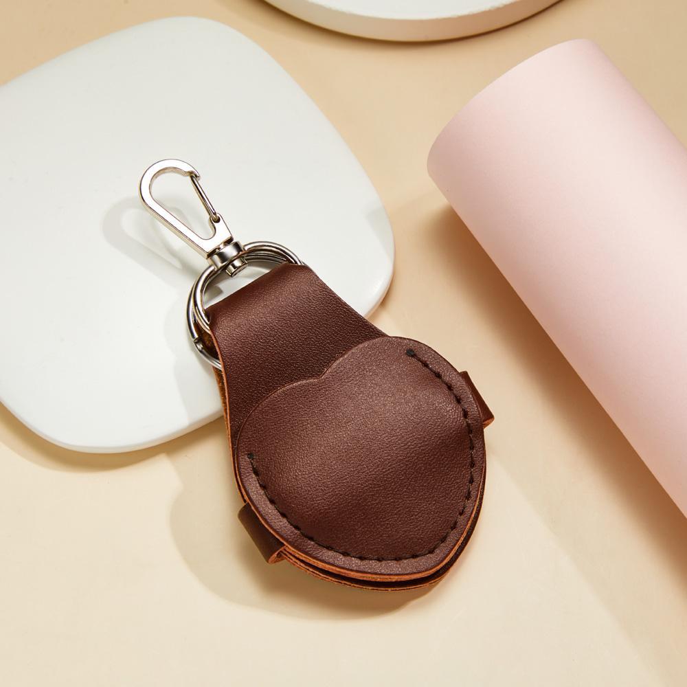 Custom Photo Keychain Heart-shaped Leather Commemorate Gifts - soufeeluk
