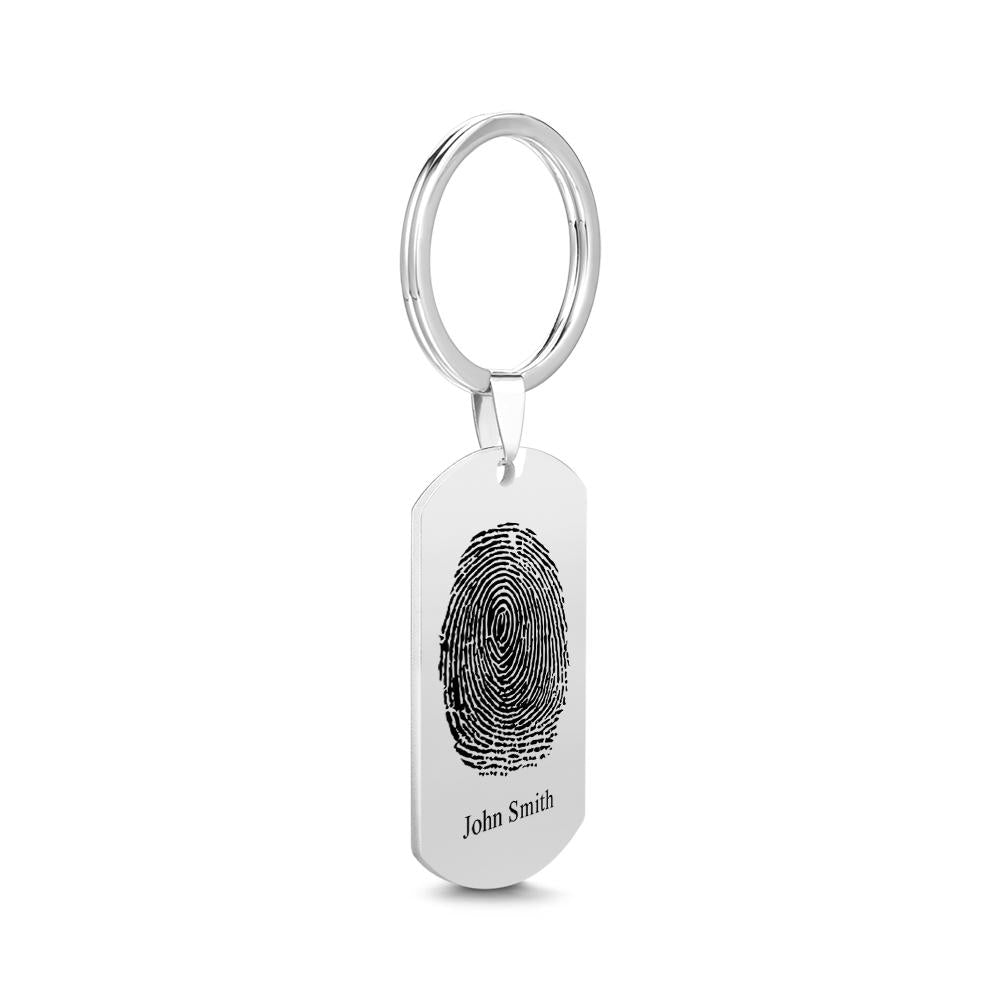 Custom Photo Keychain fingerprint Keychain Engraved Keychain Gift For Boyfriend - soufeeluk