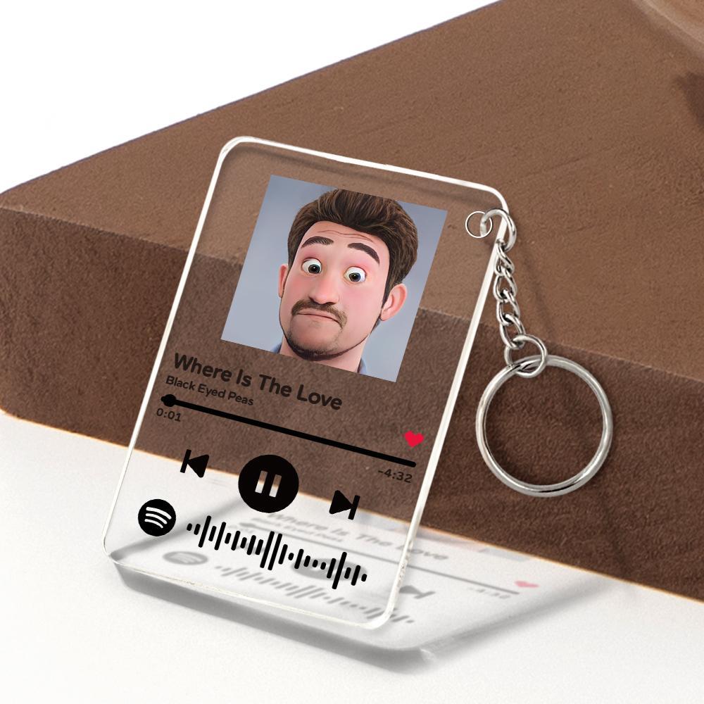 Scannable Spotify Code Comic Filter Plaque Keychain Music and Photo Acrylic Gifts for BFF - soufeeluk