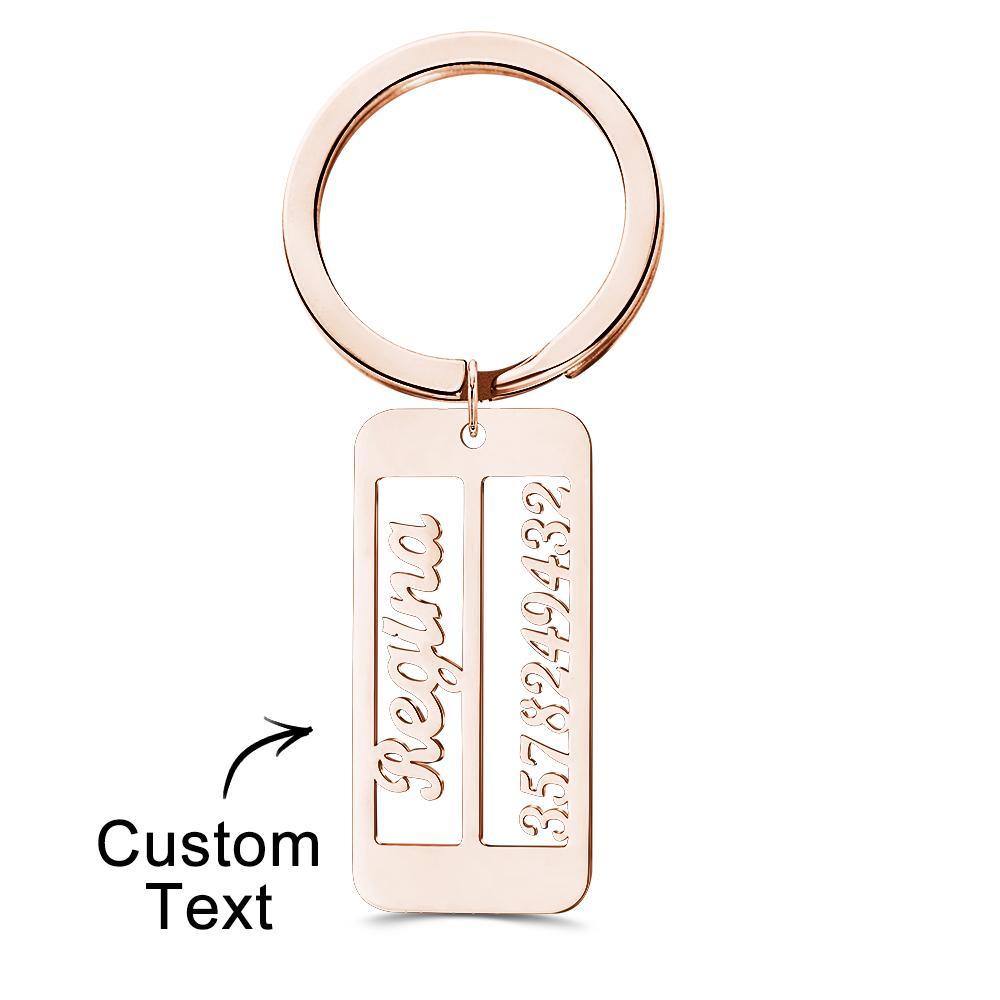 Personalised Name Phone Number Keychain Engraved Exclusive Phone Number Keychain - soufeeluk