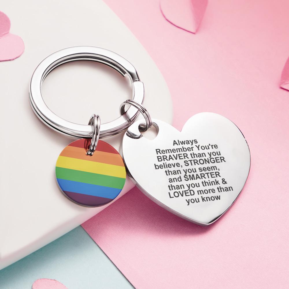 Custom LGBT Rainbow Gay & Lesbian Pride Keychain Pansexual Gifts - soufeeluk