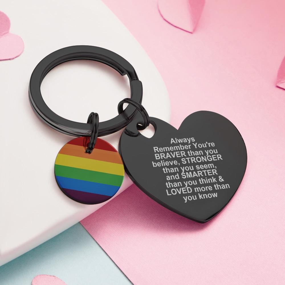 Custom LGBT Rainbow Gay & Lesbian Pride Keychain Pansexual Gifts - soufeeluk