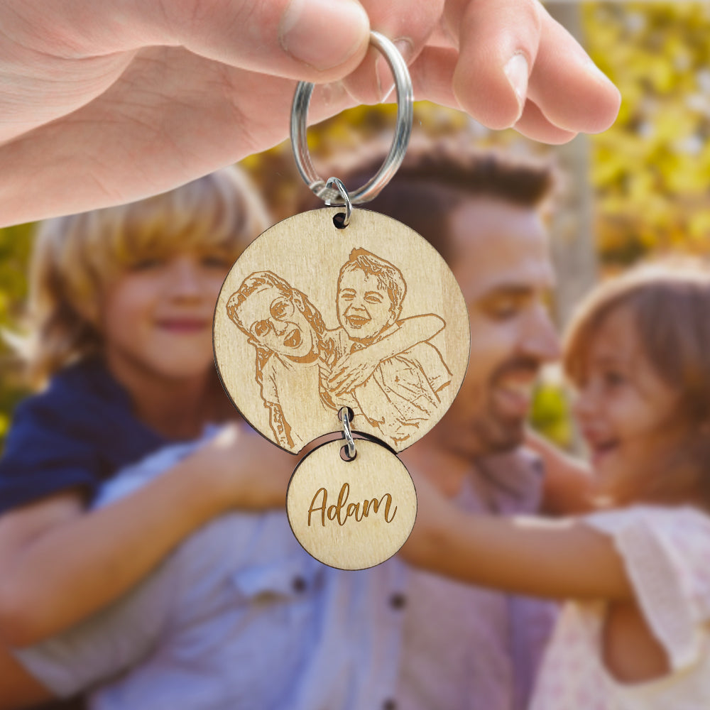 Personalised Photo Name Keychain The World's Best Dad Keychain Father's Day Birthday Gift for Dad Grandpa - soufeeluk