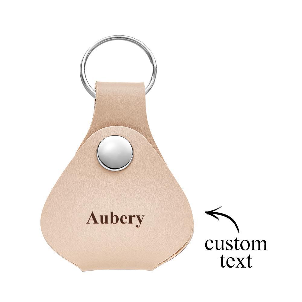 Custom Leather Circle Keychain Personalized Full Grain Leather Keychain Classy Keyring