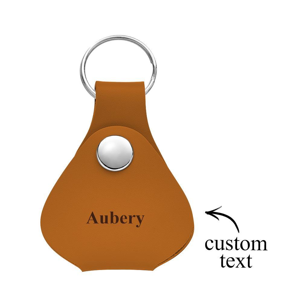 Custom Leather Circle Keychain Personalized Full Grain Leather Keychain Classy Keyring - soufeeluk