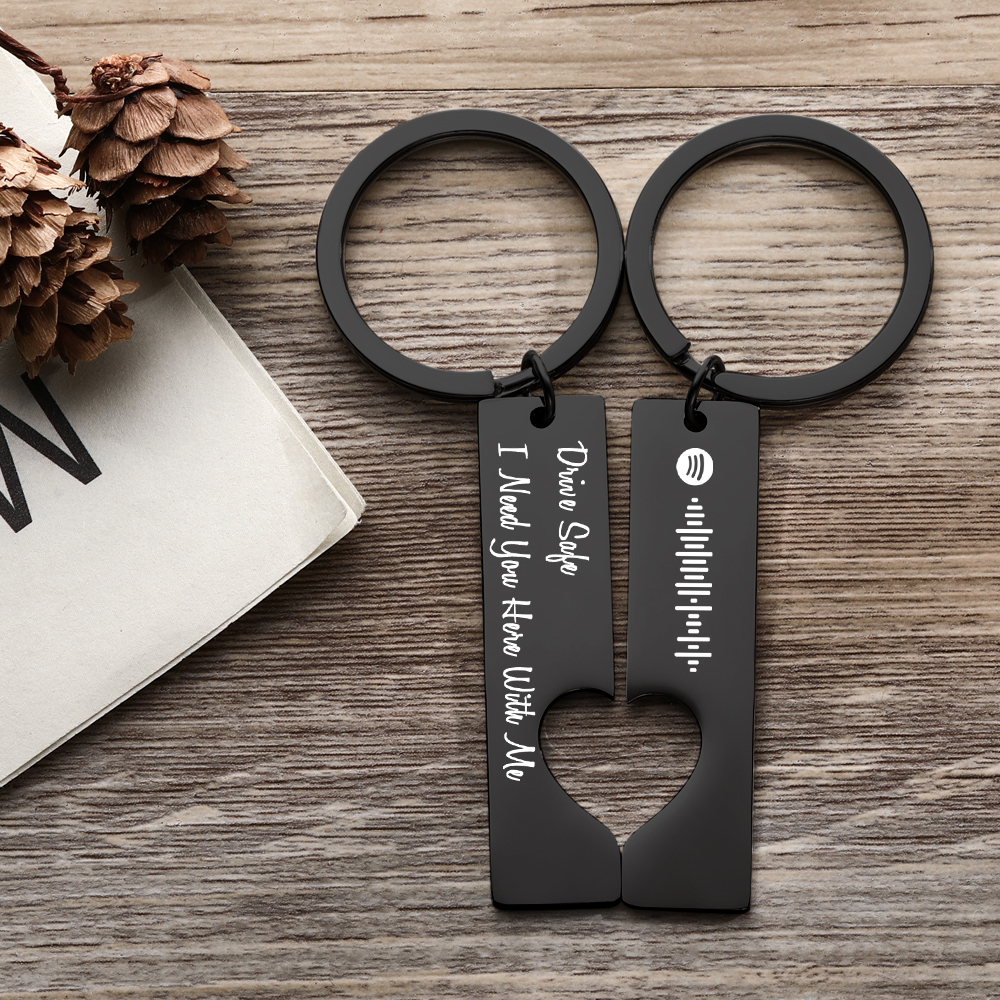 Scannable Custom Spotify Code Keychain Engraved Drive Safe Keychain Gifts for Boyfriend - soufeeluk