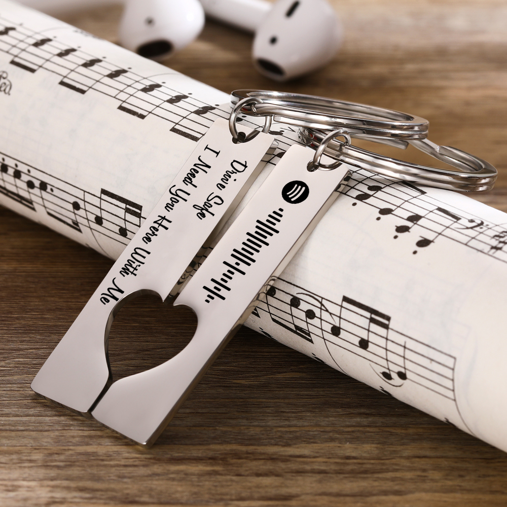 Scannable Custom Spotify Code Keychain Engraved Drive Safe Keychain Gifts for Boyfriend - soufeeluk