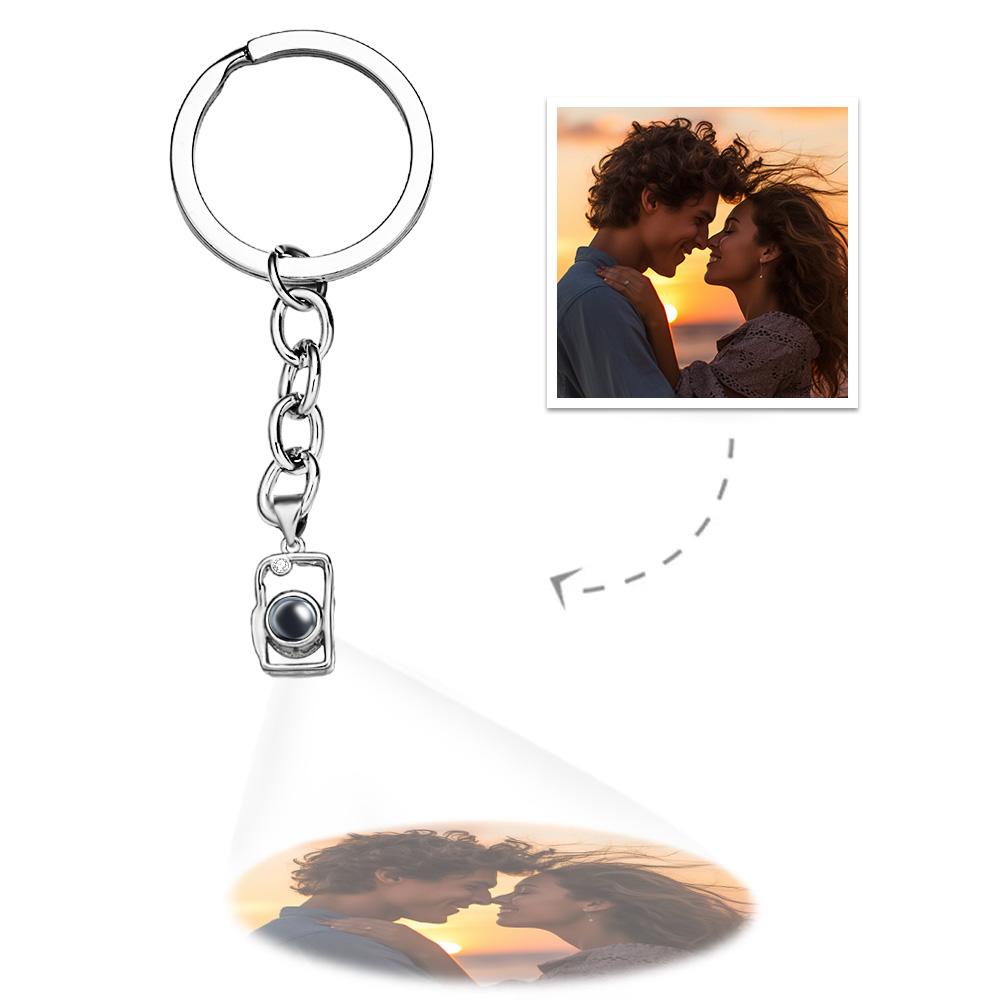 Photo Projection Camera Keychain  Custom Memorial Photo Key Ring Personalised Picture Inside Jewellery Trendy Best Friend Gift - soufeeluk