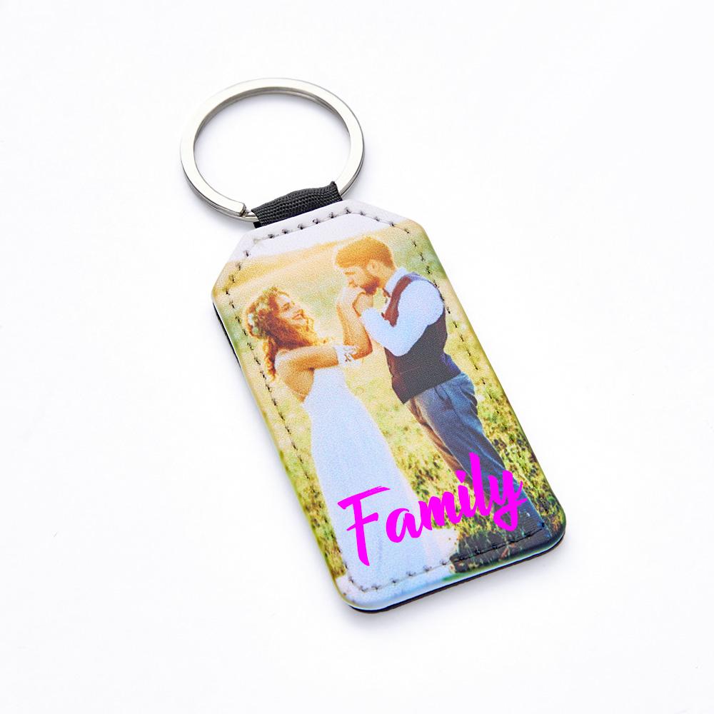 Personalised Photo Keychain PU Vegan Leather Photo Keychain Custom Gifts for Family and Friends - soufeeluk