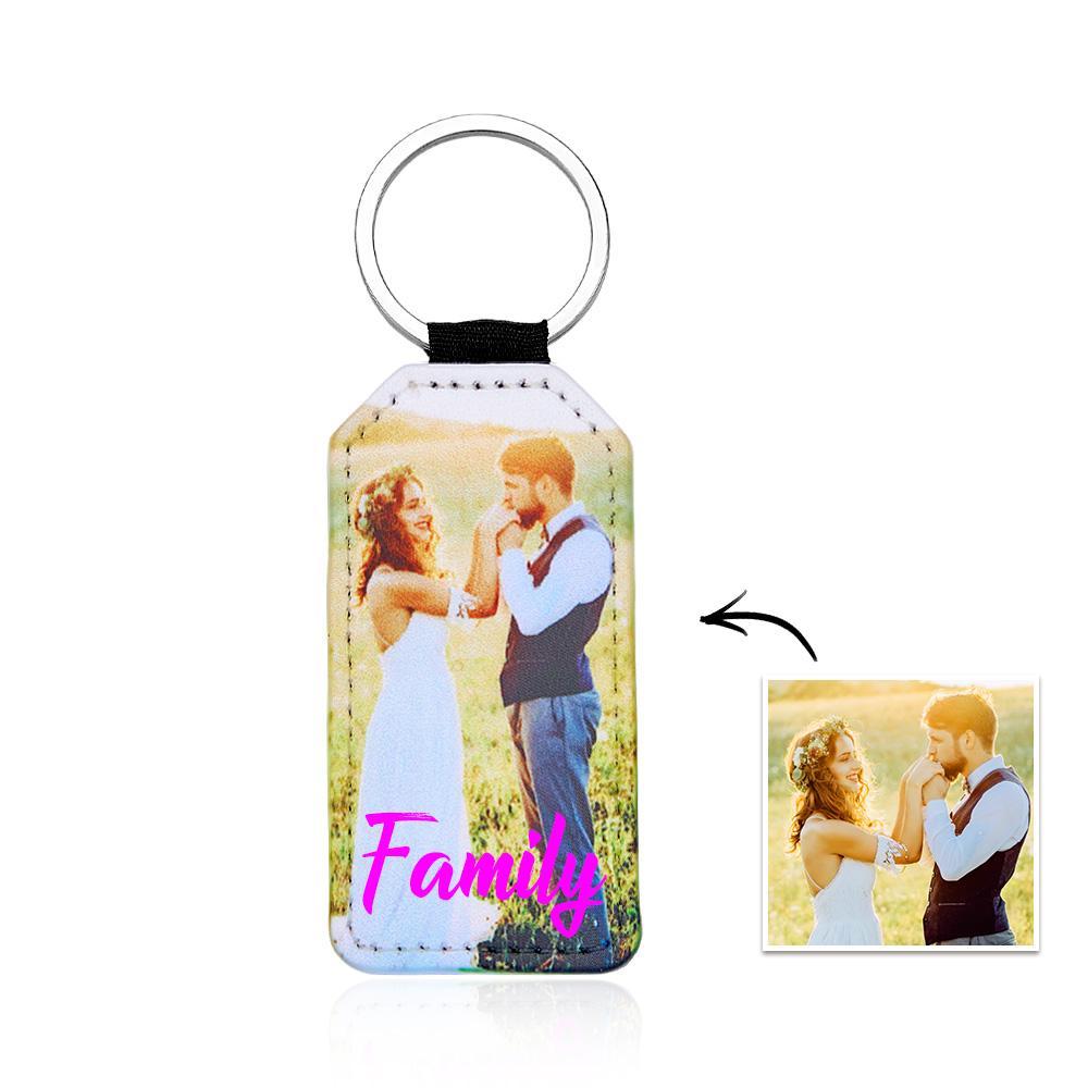 Personalised Photo Keychain PU Vegan Leather Photo Keychain Custom Gifts for Family and Friends - soufeeluk
