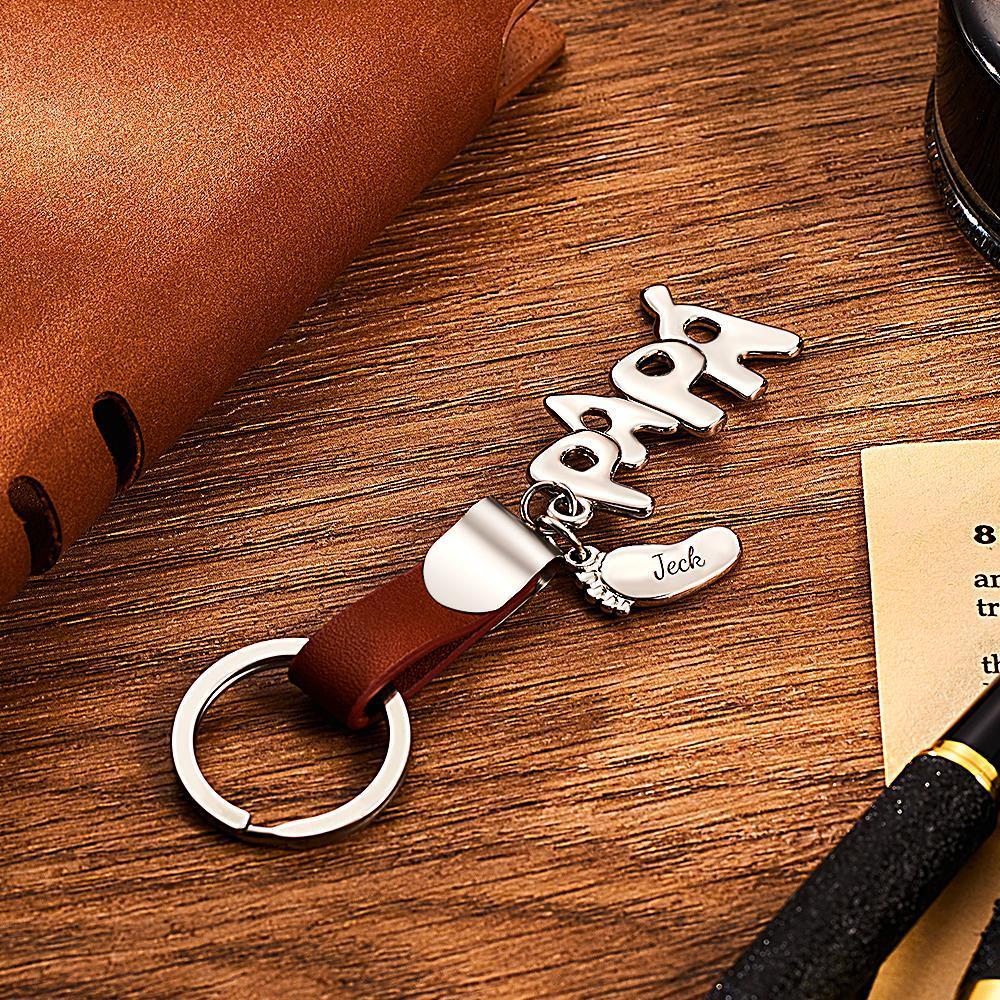 Leather Keychain Custom Fathers Day Gift Jewellery Pendant