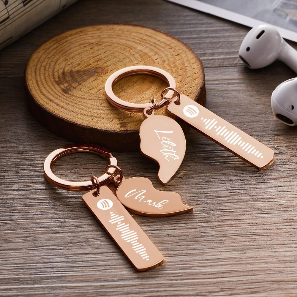 Personalised Spotify Code Keychain Custom Name in Heart Shape Keychain  for Her - soufeeluk